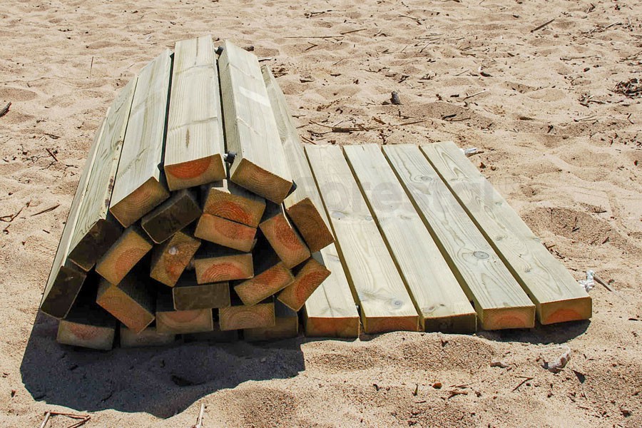 Pasarela de madera enrollable